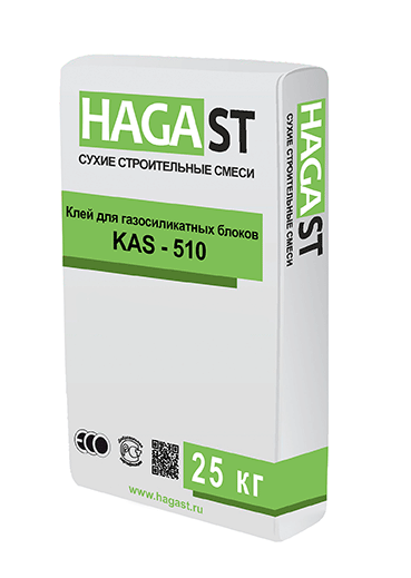 Клей монтажный для газобетонных блоков HAGAST  KAS-510 Белый
